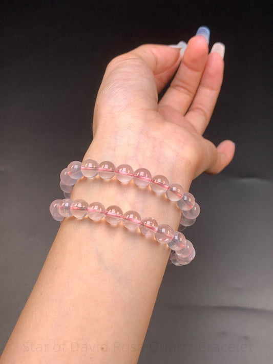 Star of David Rose Quartz Bracelet - Sacred Geometry Love Crystal | Handmade Hexagram Jewelry for Heart Healing & Divine Feminine Energy