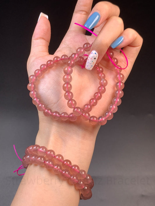 Strawberry Quartz Bracelet - Love & Social Harmony Crystal | Handmade for Confidence, Relationships & Positive Energy