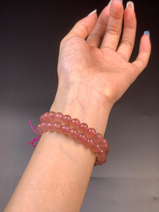 Strawberry Quartz Bracelet - Love & Social Harmony Crystal | Handmade for Confidence, Relationships & Positive Energy