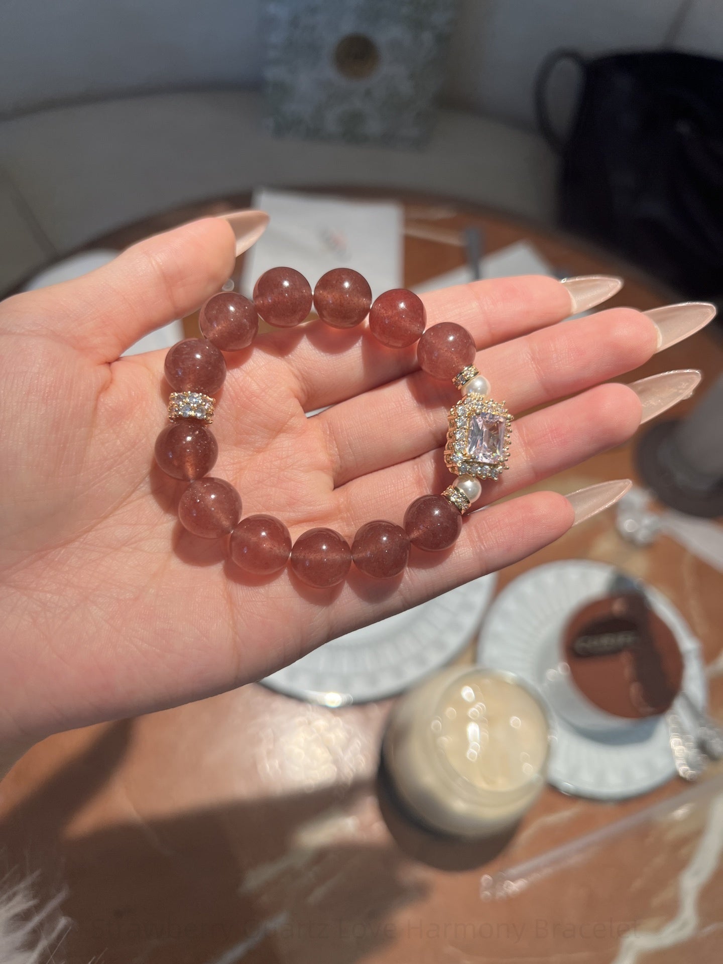Strawberry Quartz Love Harmony Bracelet: Attract Positive Energy & Radiant Confidence