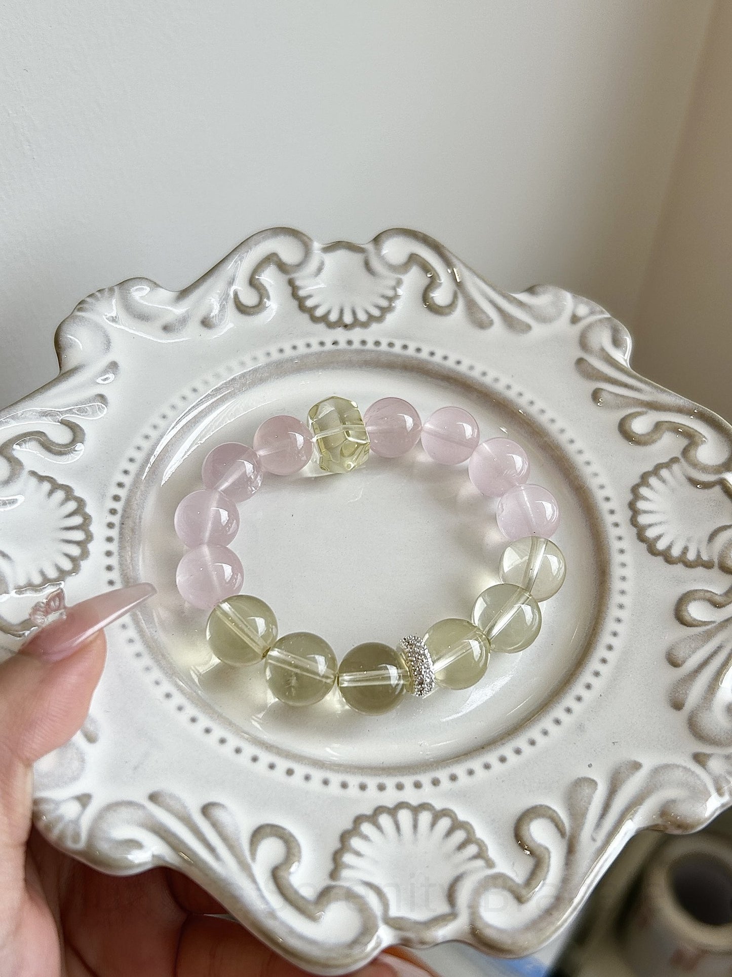 Sunrise Serenity Bracelet: Lemon Quartz & Mozambique Rose Quartz for Abundance, Self-Love & Harmonious Connections