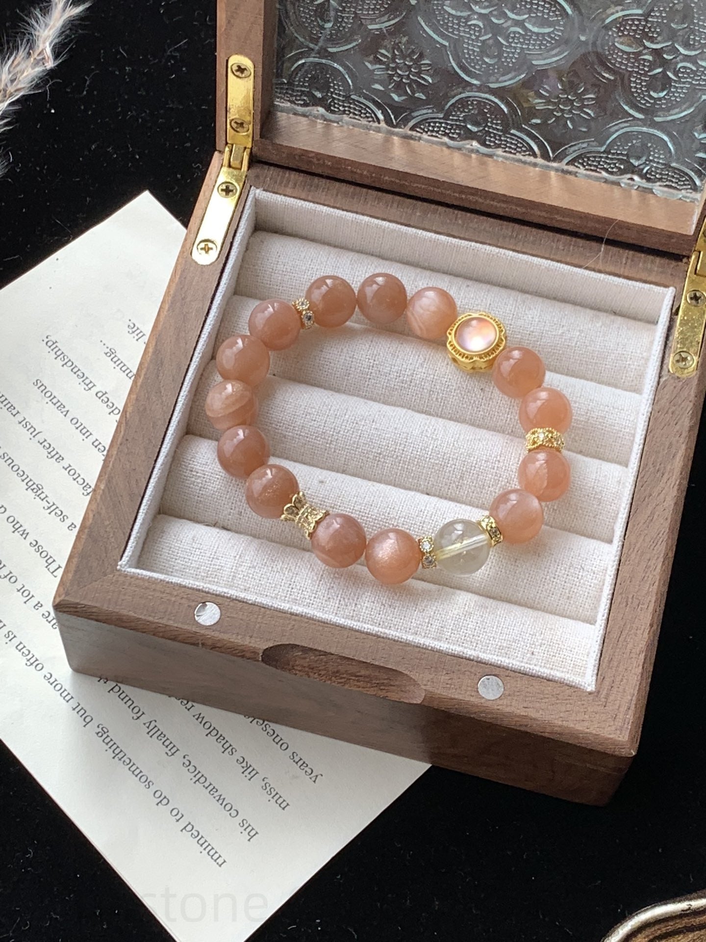 Sunstone Crystal Bracelet for Positive Energy & Prosperity - Solar Charged Gemstone Jewelry for Confidence, Courage and Good Fortune