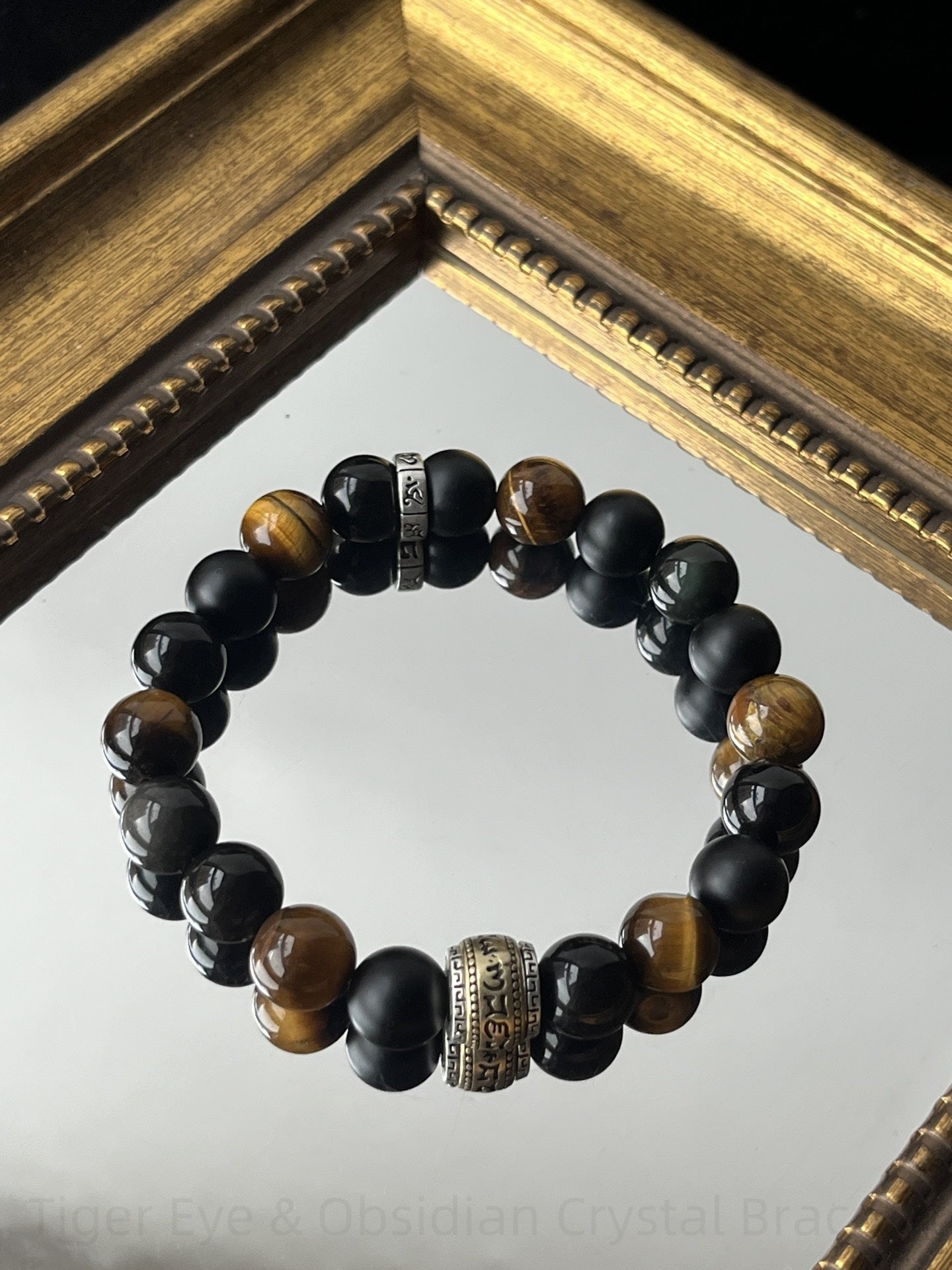 Tiger Eye & Obsidian Crystal Bracelet for Protection, Courage & Energy Balance - Grounding Spiritual Jewelry for Men & Women