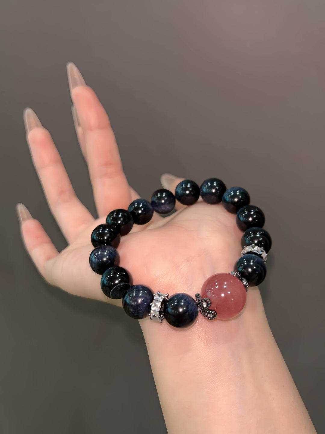 Tiger’s Eye and Strawberry Quartz Crystal Bracelet for Harmony, Courage & Love | Handmade Energy Balance Jewelry with Positive Vibrations