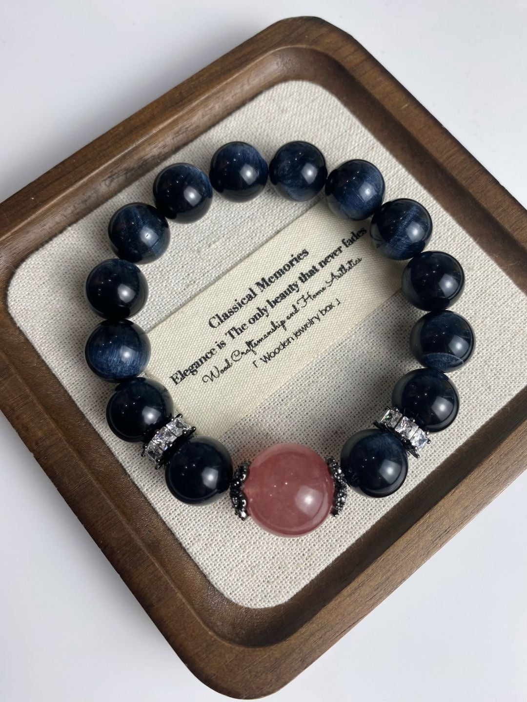 Tiger’s Eye and Strawberry Quartz Crystal Bracelet for Harmony, Courage & Love | Handmade Energy Balance Jewelry with Positive Vibrations
