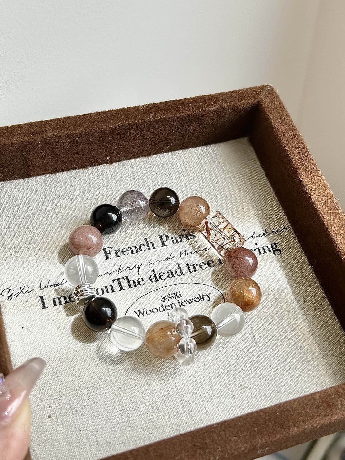 Harmonize Your Energy: Triple Crystal Bracelet with Smoky Quartz, Clear Quartz & Copper Rutilated Quartz - For Balance, Clarity & Attracting Abundance