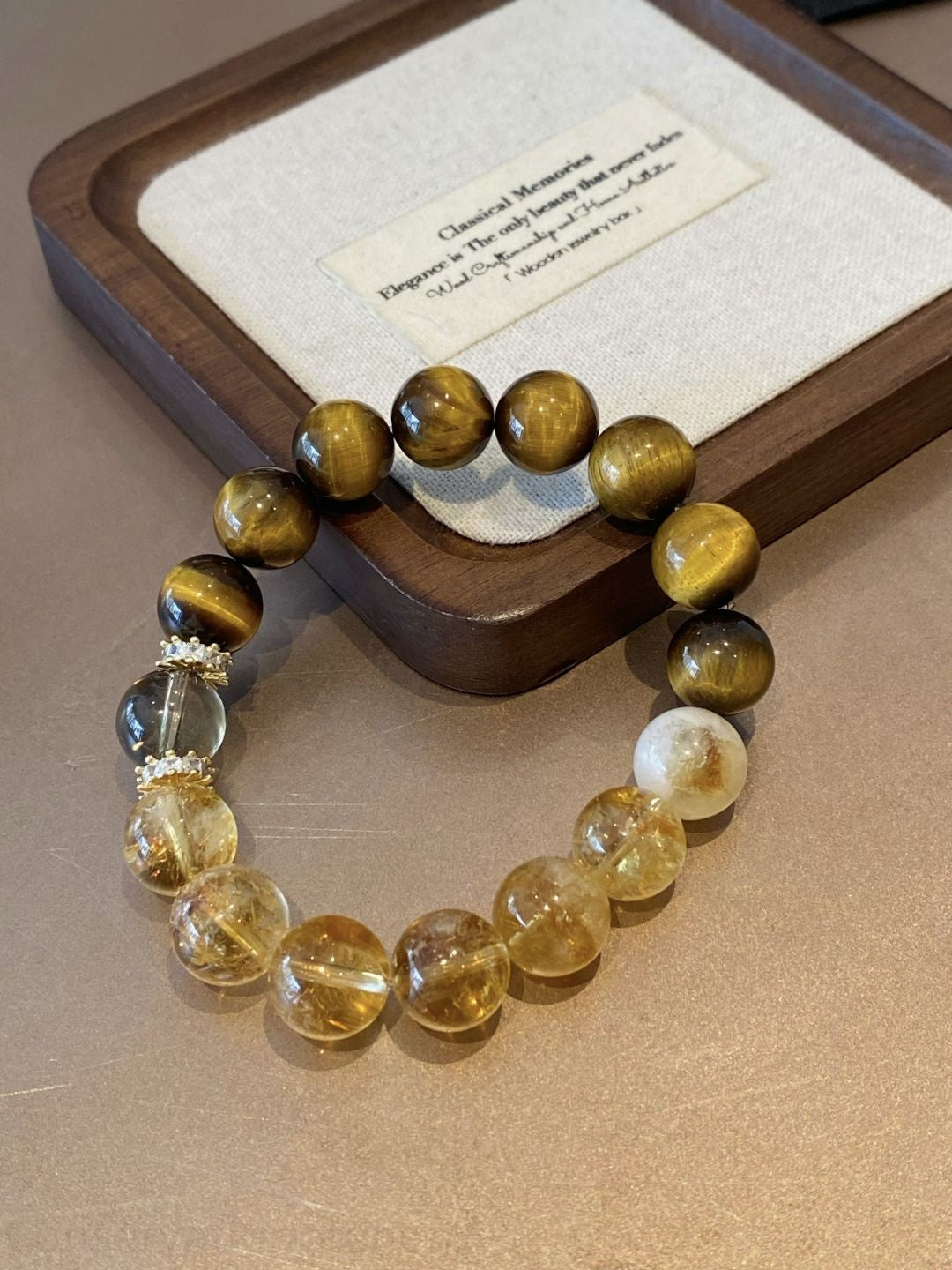 Triple Power Tiger's Eye & Citrine Crystal Bracelet - Wealth, Confidence & Energy Protection | Natural Healing Stones Jewelry