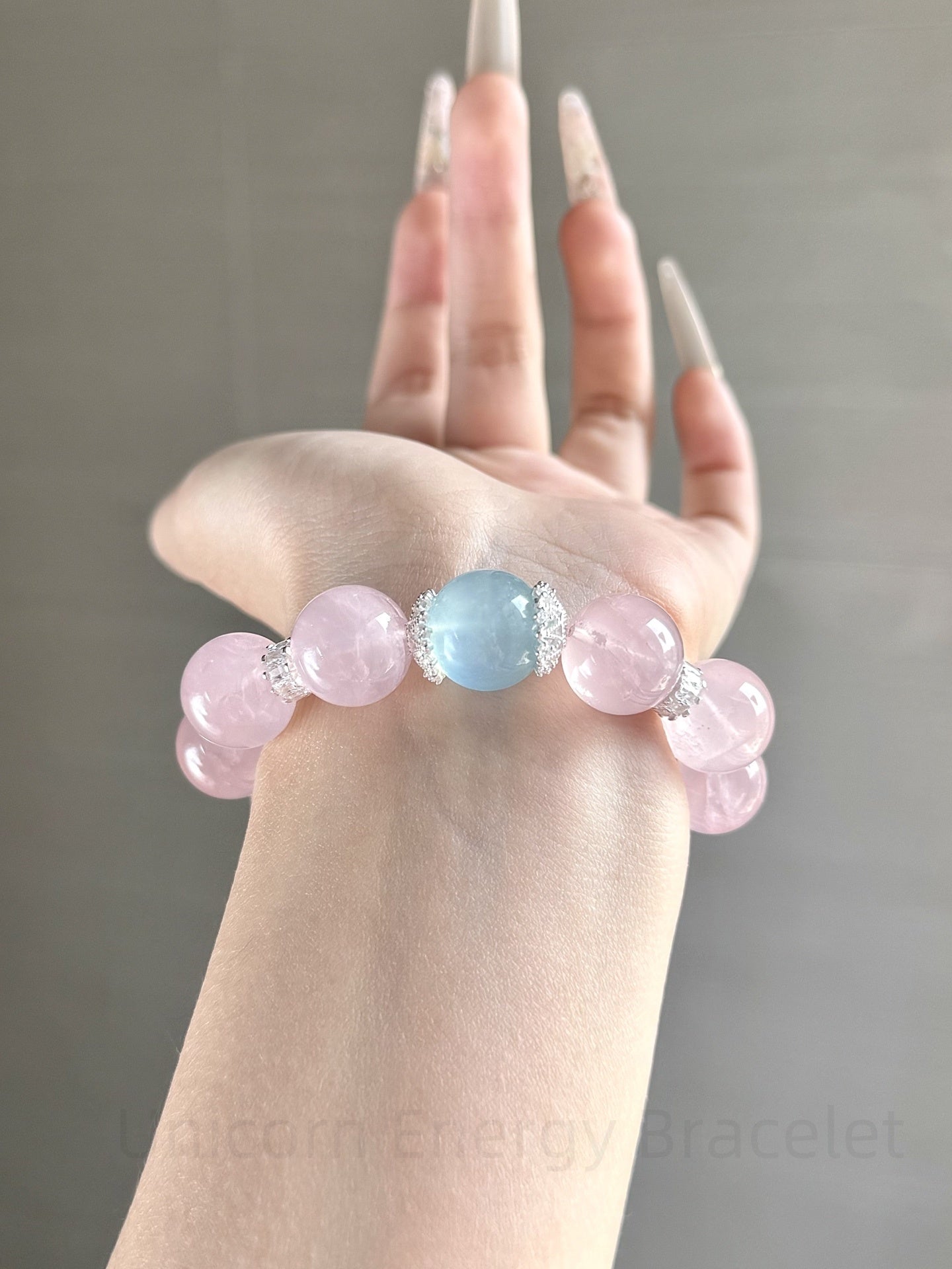 Unicorn Energy Bracelet - Clear Quartz, Rose Quartz & Aquamarine Chakra Balancing Mala