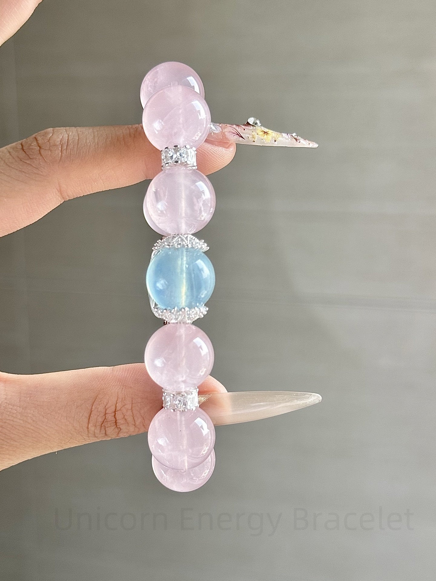 Unicorn Energy Bracelet - Clear Quartz, Rose Quartz & Aquamarine Chakra Balancing Mala