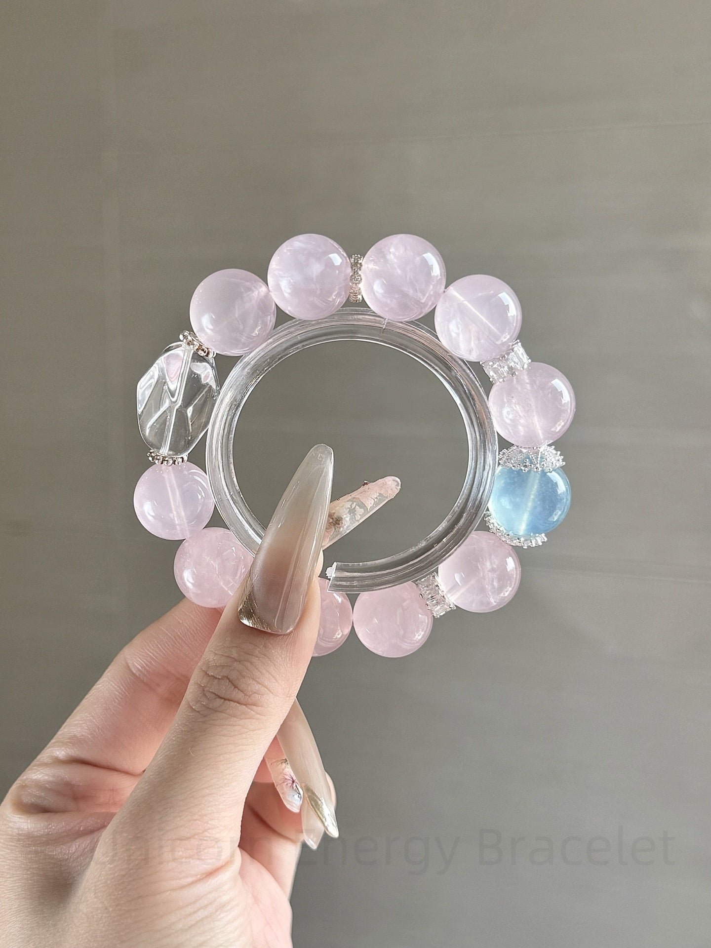 Unicorn Energy Bracelet - Clear Quartz, Rose Quartz & Aquamarine Chakra Balancing Mala