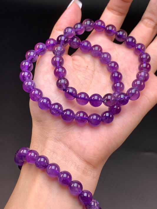 Uruguayan Amethyst Bracelet - Crown Chakra Crystal for Intuition & Focus | Handmade Spiritual Jewelry for Wisdom & Emotional Balance