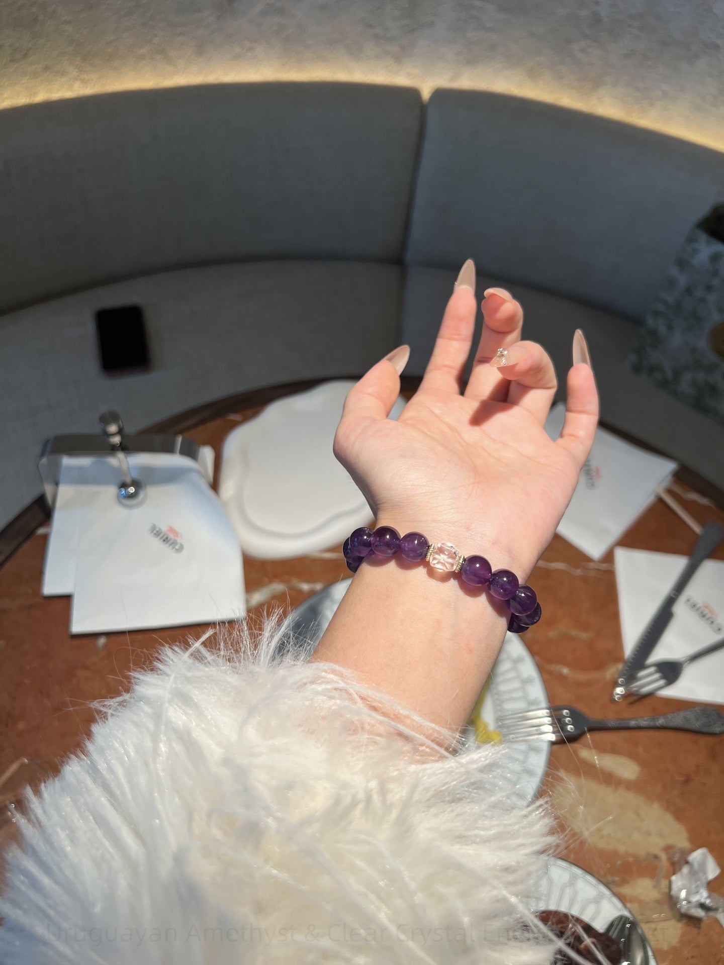 Uruguayan Amethyst & Clear Crystal Energy Bracelet - Dual Frequency Masterpiece for Clarity & Intention Amplifying