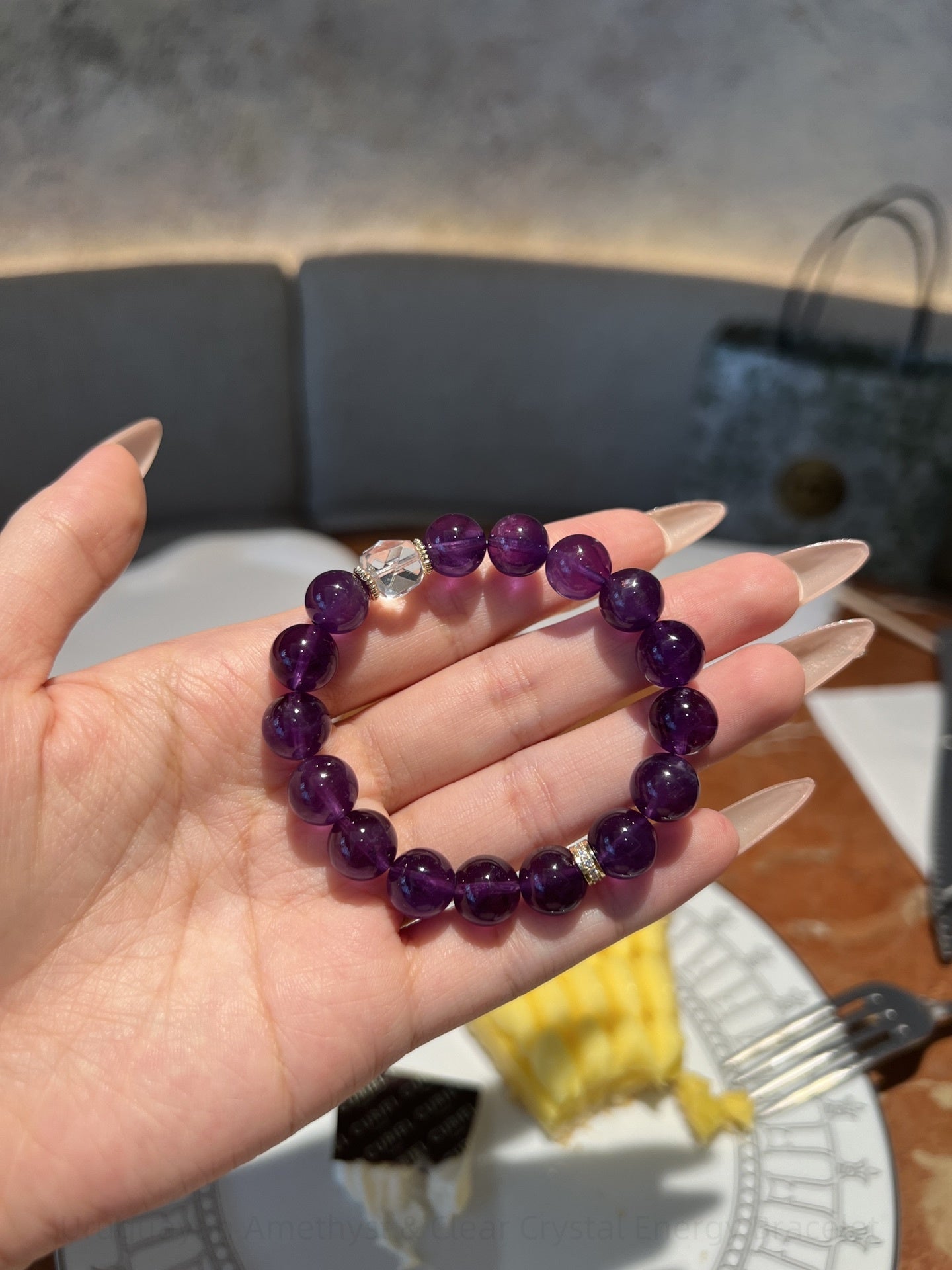 Uruguayan Amethyst & Clear Crystal Energy Bracelet - Dual Frequency Masterpiece for Clarity & Intention Amplifying