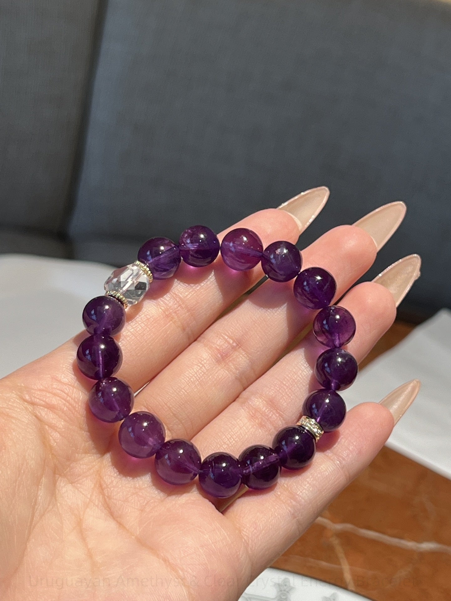 Uruguayan Amethyst & Clear Crystal Energy Bracelet - Dual Frequency Masterpiece for Clarity & Intention Amplifying