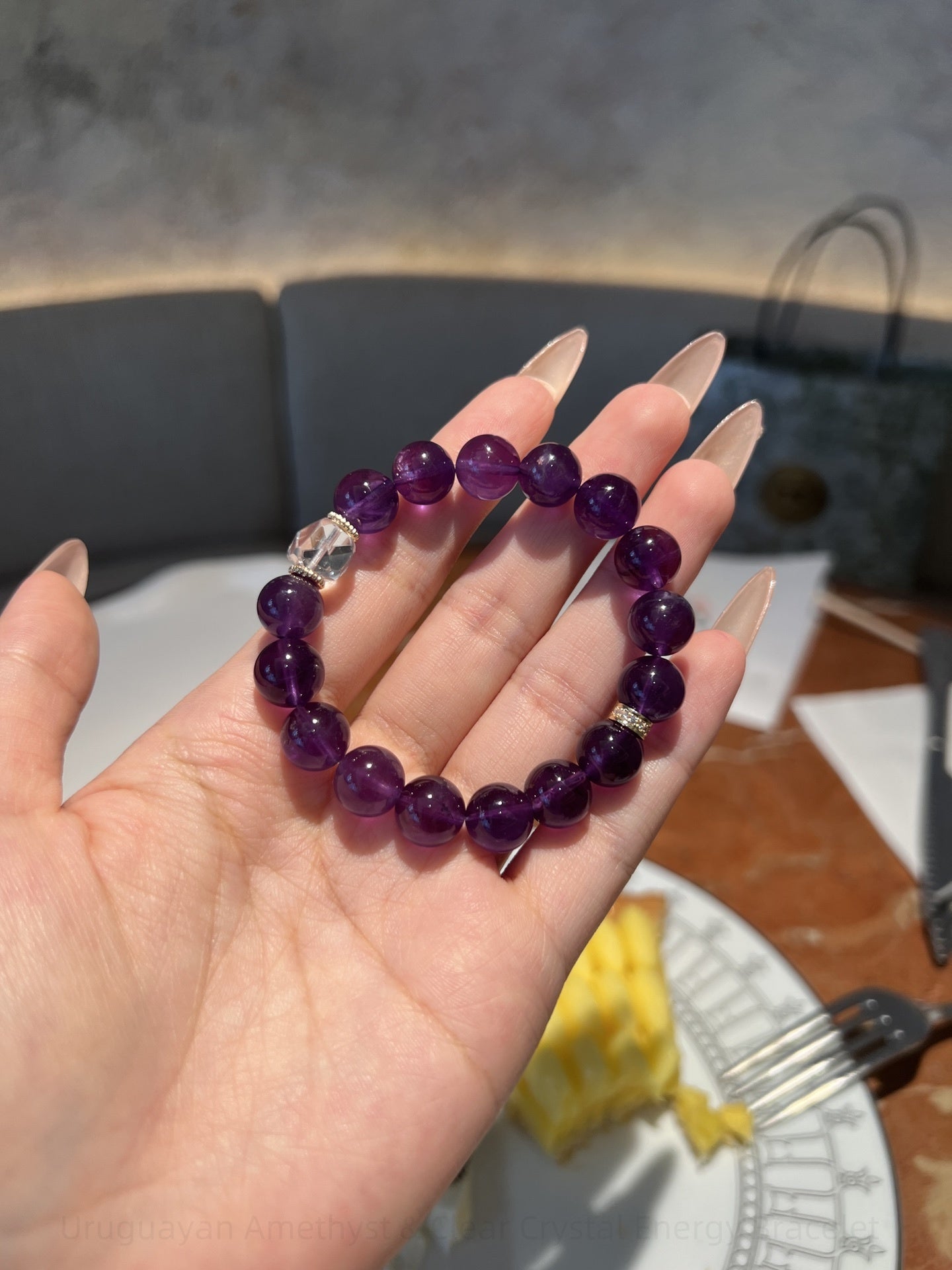 Uruguayan Amethyst & Clear Crystal Energy Bracelet - Dual Frequency Masterpiece for Clarity & Intention Amplifying