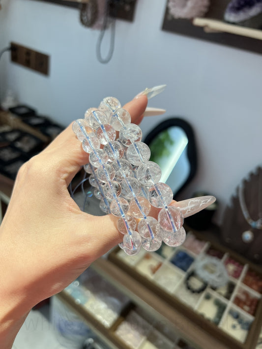 White Azeztulite Bracelet - High-Vibration Crystal for Clarity & Calm | Handmade Energy Jewelry for Focus & Emotional Balance