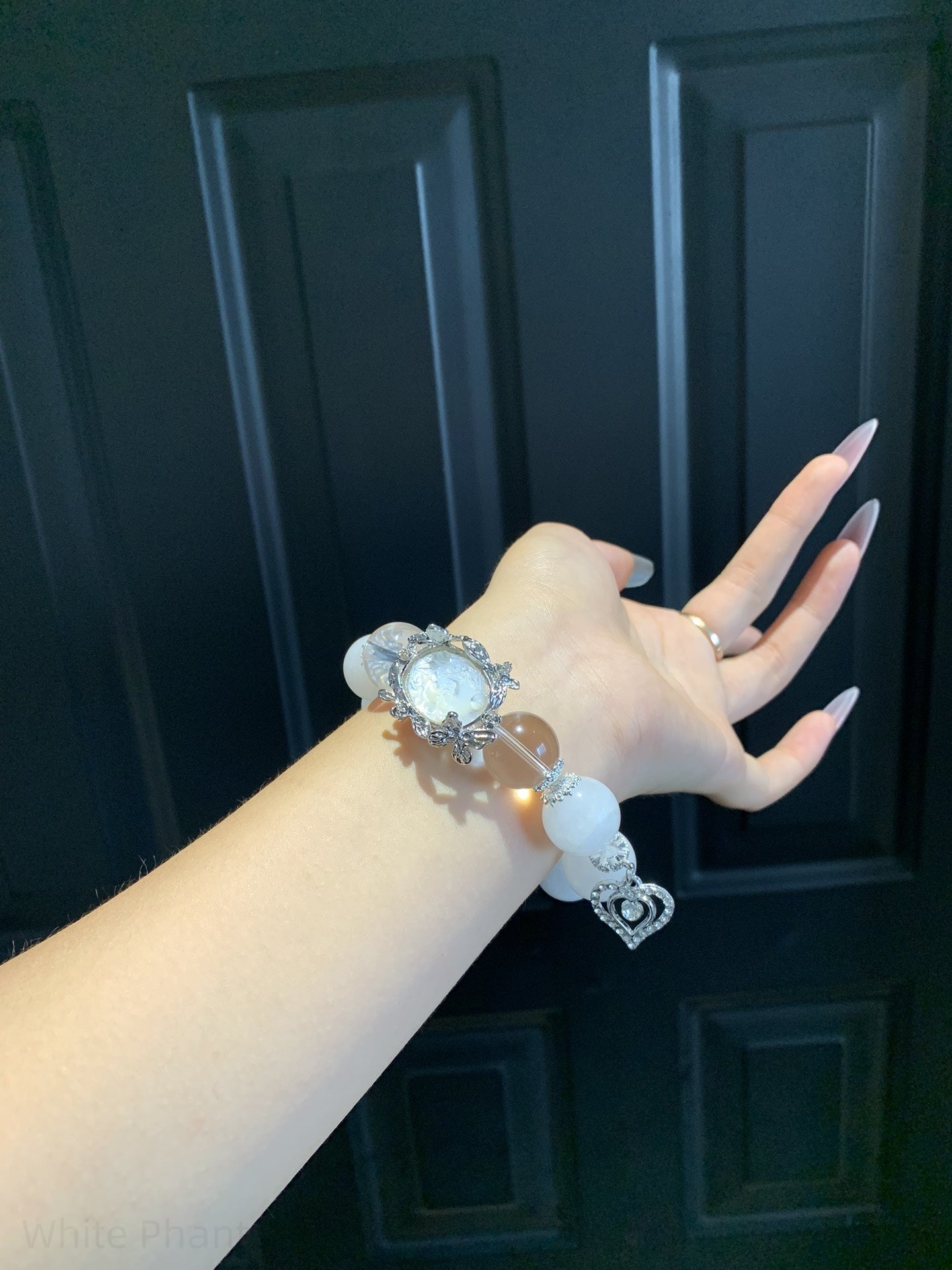 White Phantom Quartz & Clear Crystal Bracelet for Spiritual Balance, Positive Energy & Manifestation