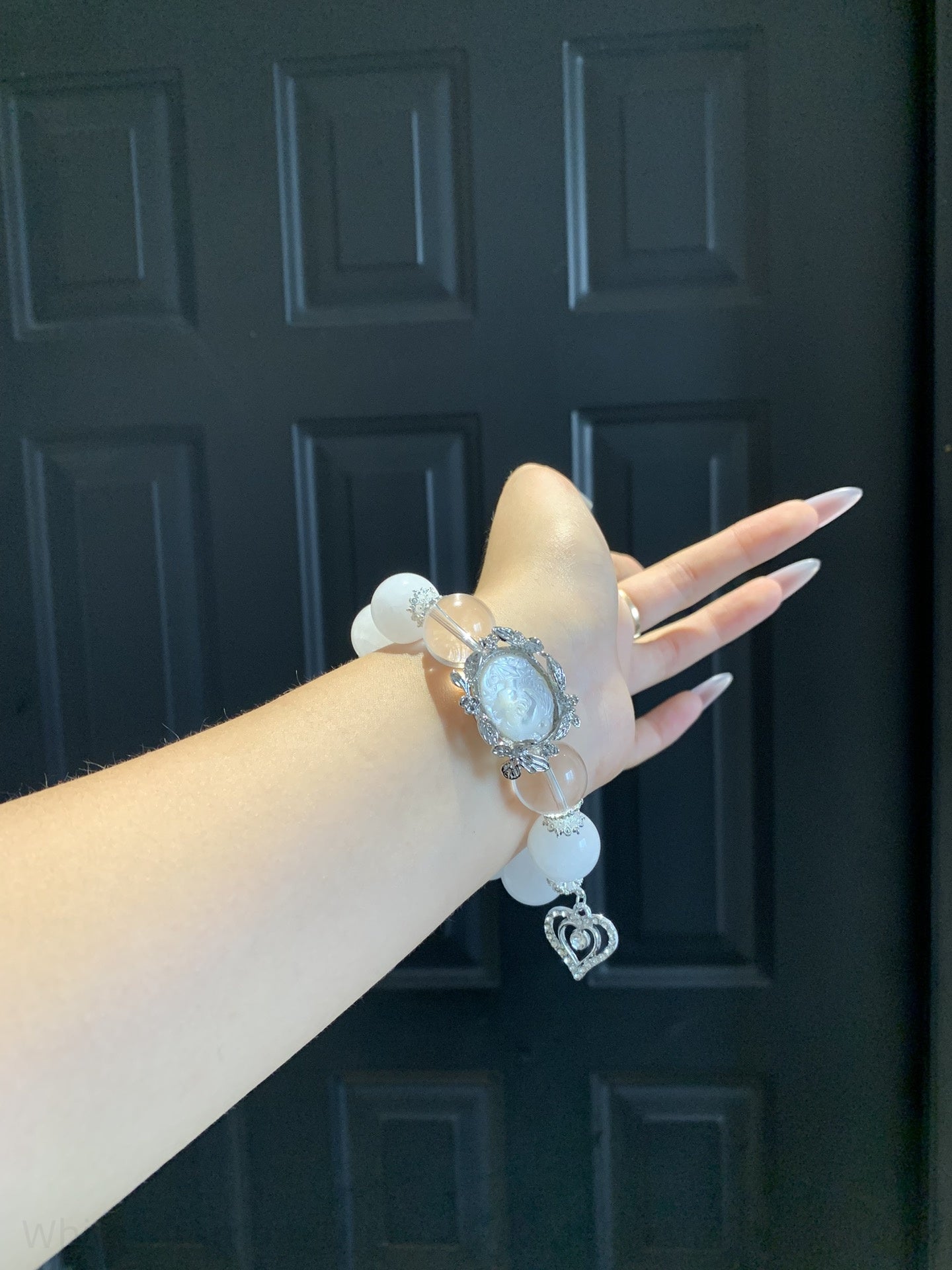 White Phantom Quartz & Clear Crystal Bracelet for Spiritual Balance, Positive Energy & Manifestation