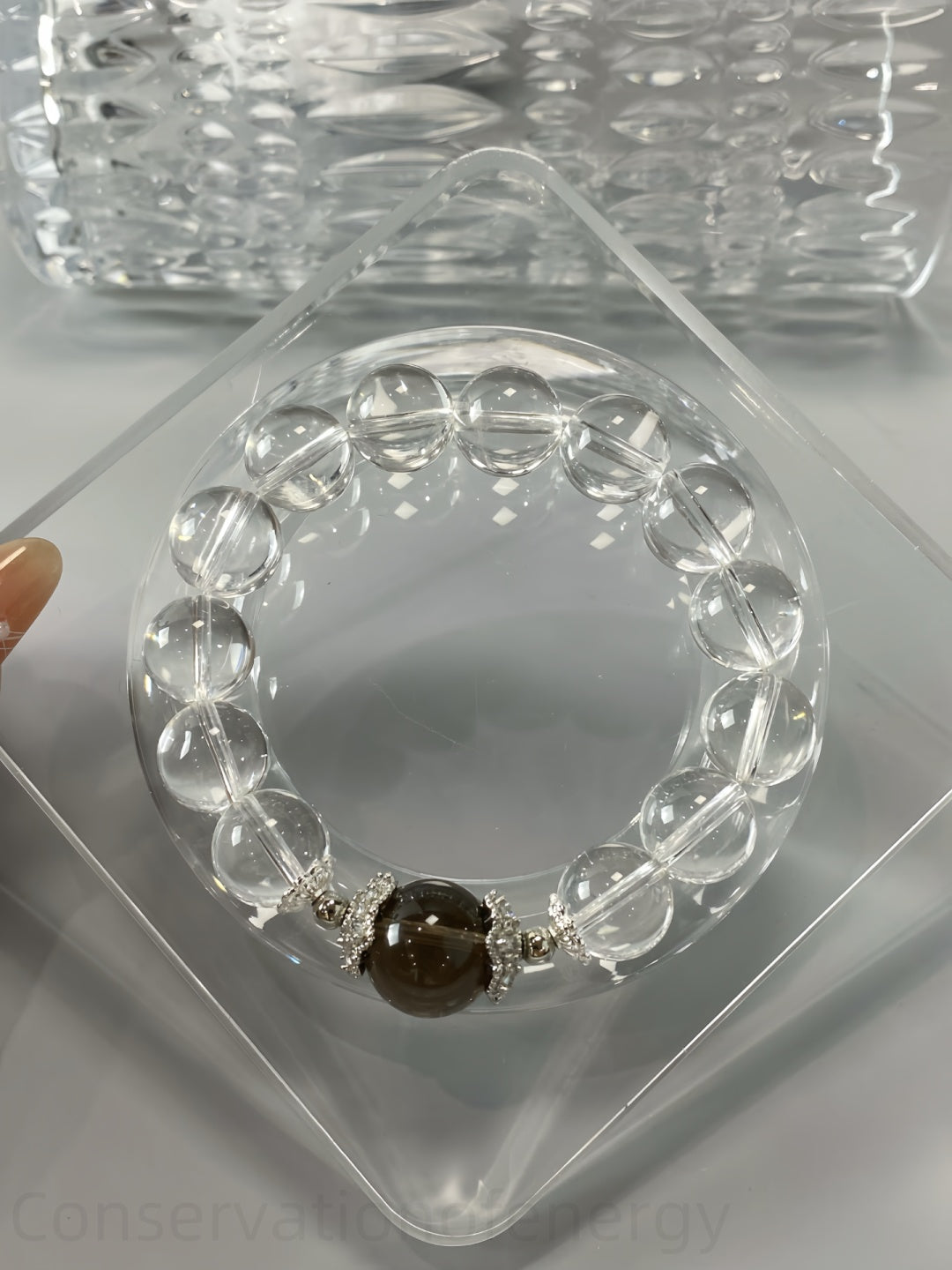 White Quartz & Smoky Quartz Bracelet for Energy Balance | Grounding Spiritual Jewelry with Natural Crystal Protection