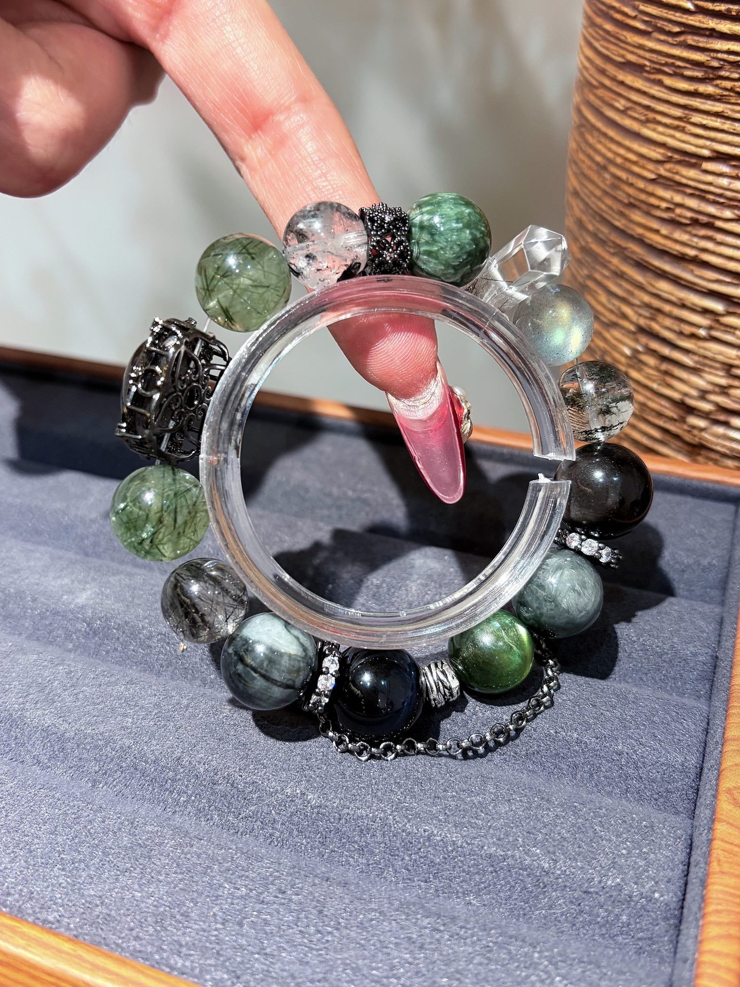 7 Crystal Energy Bracelet for Manifestation & Protection | Green Aventurine, Lepidolite & Tiger Eye Healing Stones | Spiritual Balance Jewelry