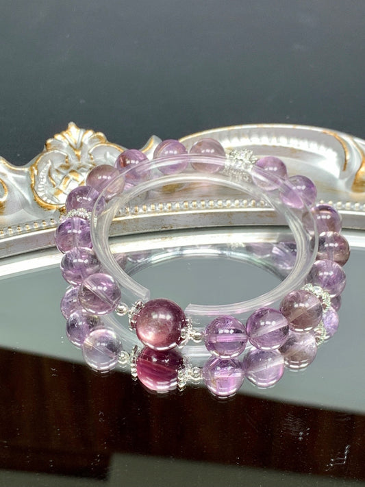 Amethyst-Yellow Citrine & Lepidolite Bracelet for Spiritual Balance, Creativity & Positive Energy