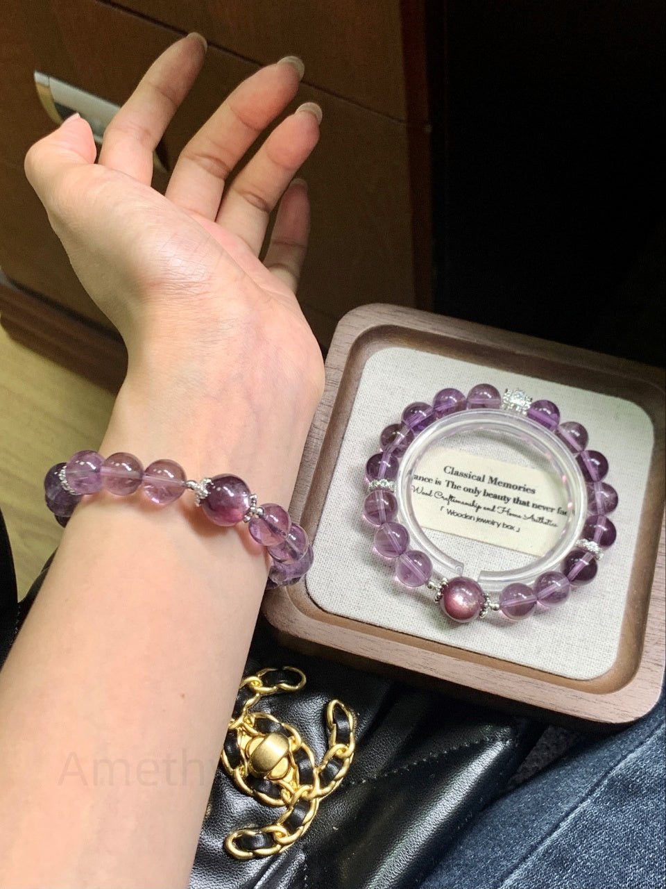 Amethyst-Yellow Citrine & Lepidolite Bracelet for Spiritual Balance, Creativity & Positive Energy