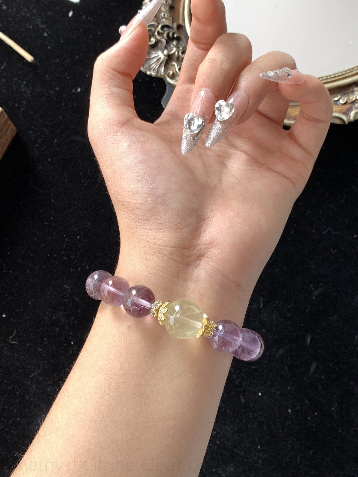 Amethyst Citrine Clear Quartz Bracelet - Triple Energy Crystal Bracelet for Positive Vibes, Wealth & Spiritual Growth