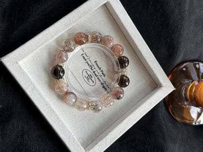Black Gold Super Seven & Smoky Quartz Bracelet for Prosperity, Focus & Energy Balance - Natural Crystal Jewelry for Spiritual Growth