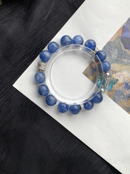 Blue Kyanite Energy Bracelet for Clarity & Confidence | Spiritual Growth Jewelry, Stress Relief Handmade Adjustable Wristband