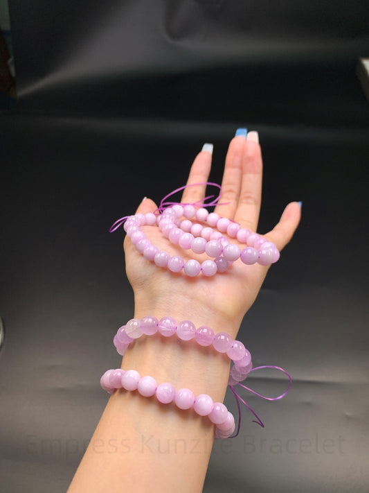 Empress Kunzite Bracelet - Crown Chakra Crystal for Creativity & Love | Handmade Lithium Quartz Jewelry for Spiritual Growth & Confidence