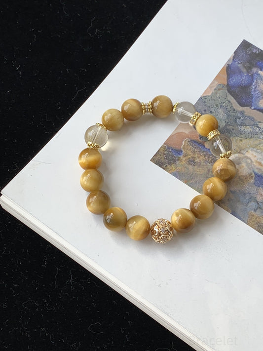 Gold Tiger Eye & Citrine Crystal Bracelet for Wealth, Confidence & Positive Energy - Natural Healing Stone Jewelry for Balance & Harmony