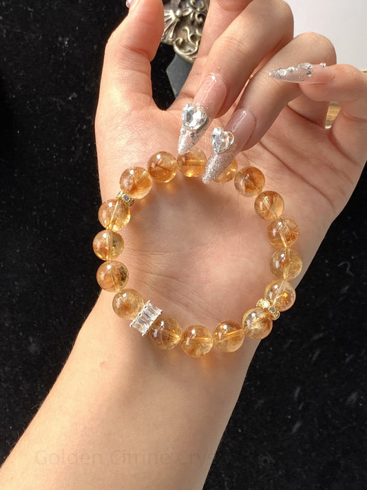 Golden Citrine Crystal Bracelet for Wealth, Confidence & Harmony - Positive Energy Healing Stone for Success & Mindful Clarity