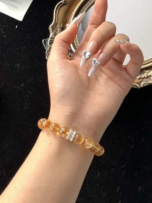 Golden Citrine Crystal Bracelet for Wealth, Confidence & Harmony - Positive Energy Healing Stone for Success & Mindful Clarity