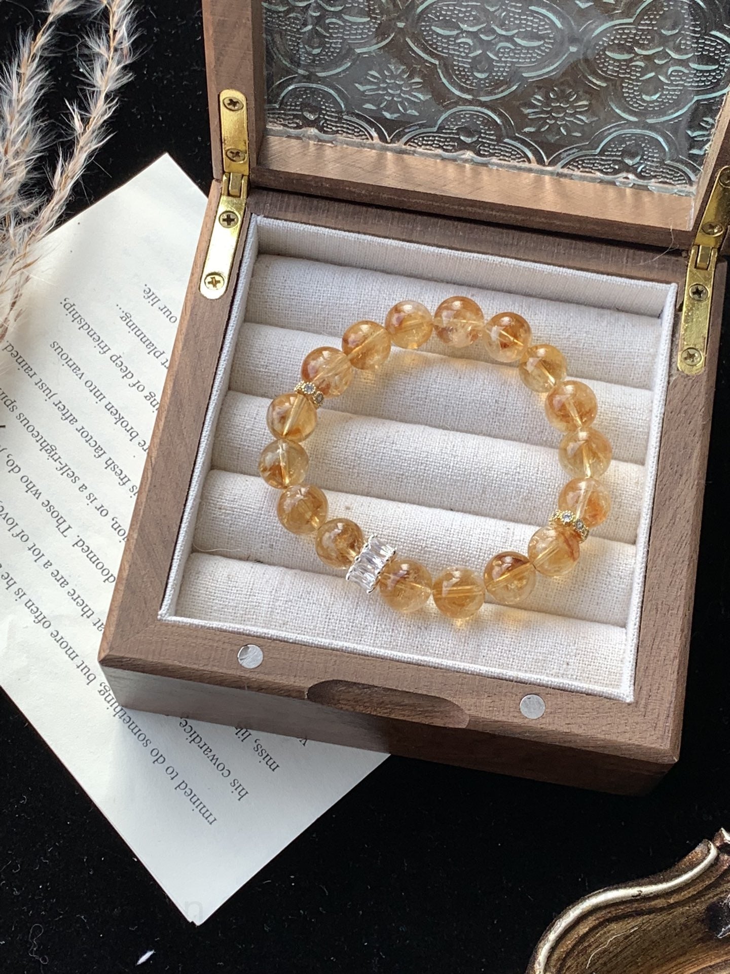 Golden Citrine Crystal Bracelet for Wealth, Confidence & Harmony - Positive Energy Healing Stone for Success & Mindful Clarity