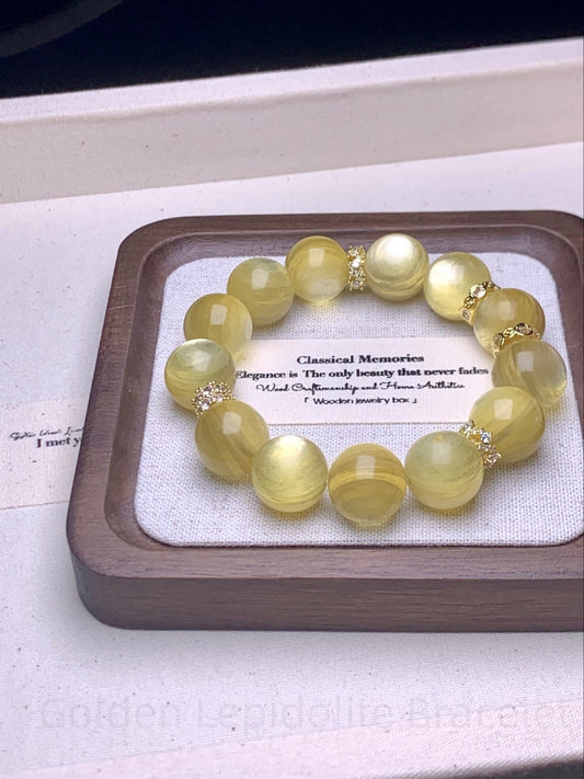 Golden Lepidolite Bracelet for Wealth & Peace - Spiritual Harmony Jewelry, Positive Energy Gift for Stress Relief & Emotional Balance