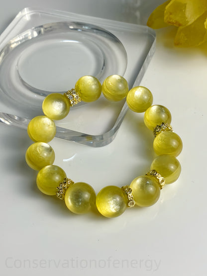 Golden Lepidolite Crystal Bracelet for Emotional Balance & Wealth Manifestation | Healing Energy Stone Jewelry for Stress Relief & Creativity