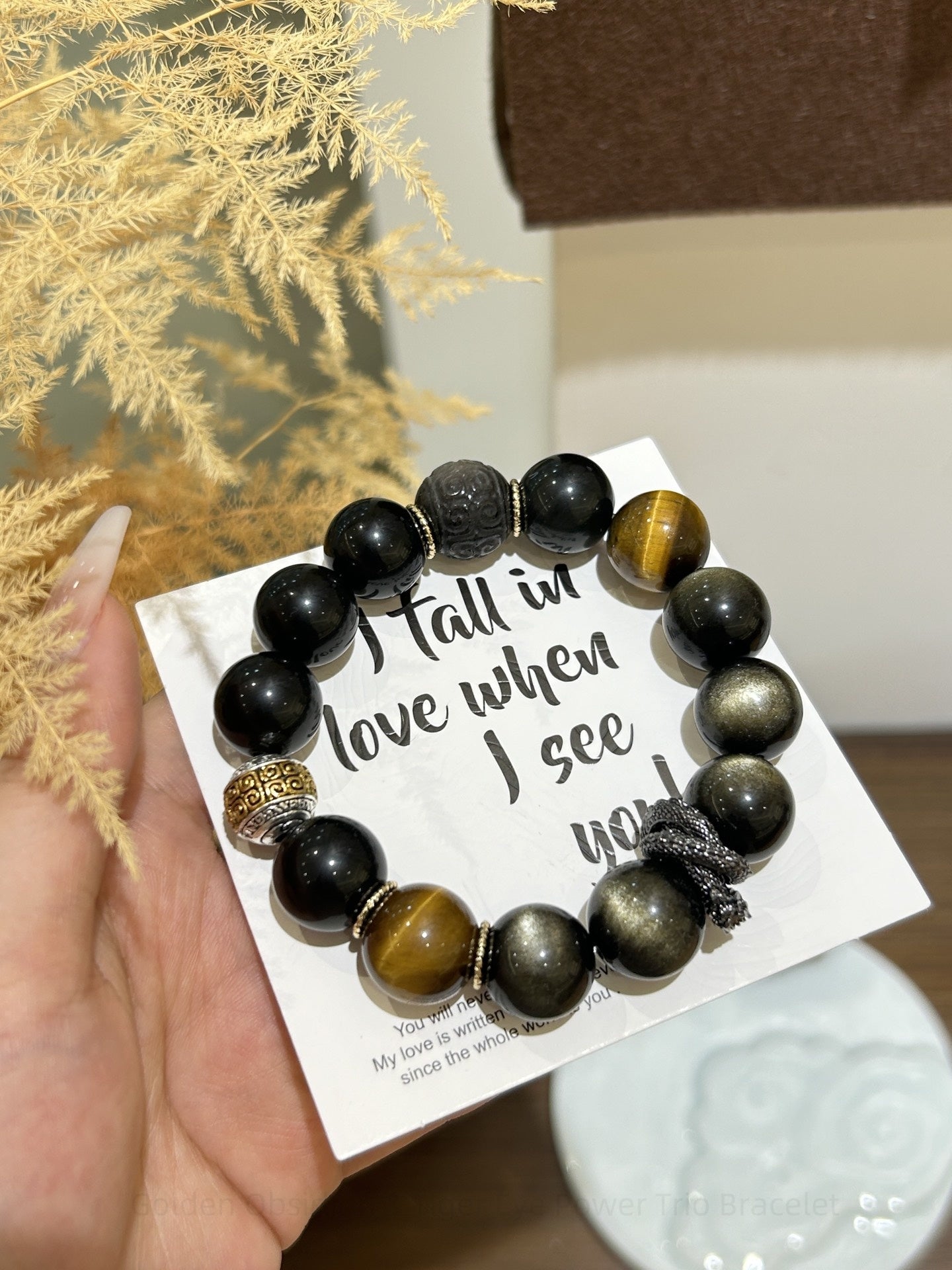 Golden Obsidian & Tiger Eye Power Trio Bracelet - Grounding Protection + Leadership Energy