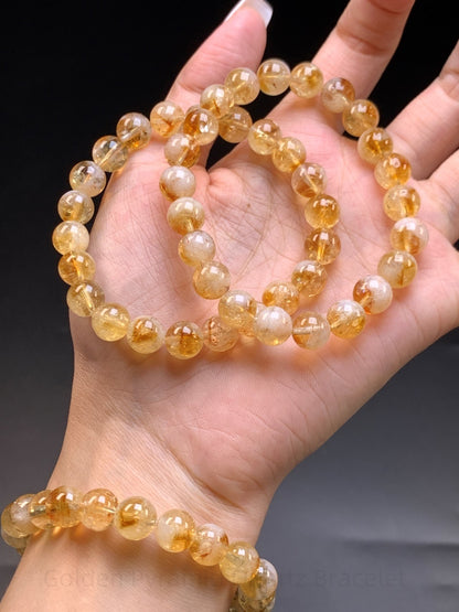 Golden Pyramid Quartz Bracelet - Wealth & Confidence Crystal | Handmade for Abundance, Rational Thinking & Emotional Balance