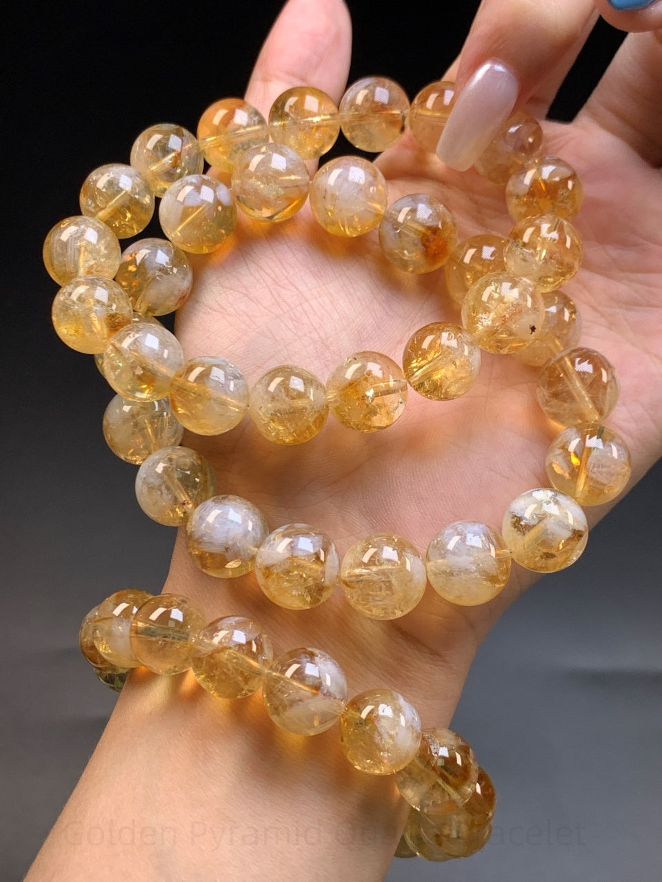 Golden Pyramid Quartz Bracelet - Wealth & Confidence Crystal | Handmade for Abundance, Rational Thinking & Emotional Balance