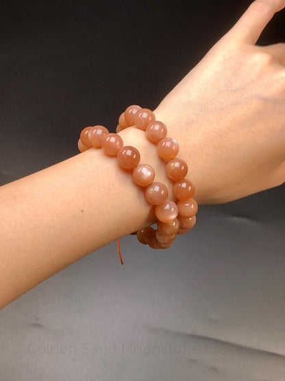Golden Sand Moonstone Bracelet - Solar Plexus Crystal for Confidence & Harmony | Handmade for Personal Power & Emotional Balance