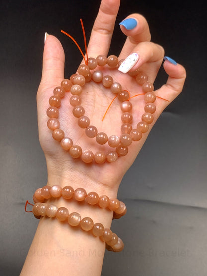 Golden Sand Moonstone Bracelet - Solar Plexus Crystal for Confidence & Harmony | Handmade for Personal Power & Emotional Balance