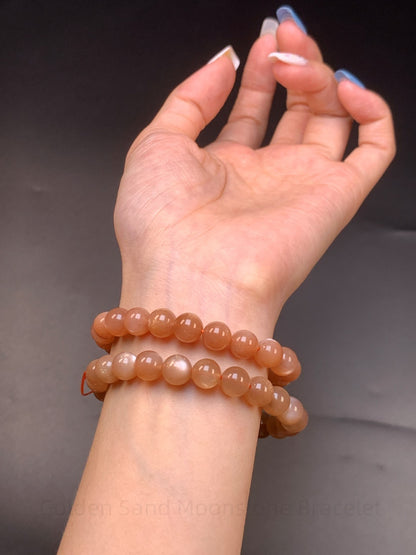 Golden Sand Moonstone Bracelet - Solar Plexus Crystal for Confidence & Harmony | Handmade for Personal Power & Emotional Balance