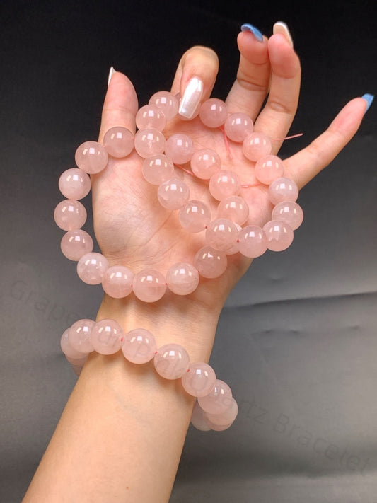Grapefruit Pink Quartz Bracelet - Heart Chakra Crystal for Love & Harmony | Handmade Rose Quartz Jewelry for Self-Love & Emotional Healing