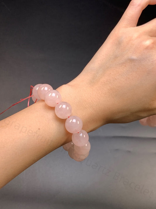 Grapefruit Pink Quartz Bracelet - Heart Chakra Crystal for Love & Harmony | Handmade Rose Quartz Jewelry for Self-Love & Emotional Healing