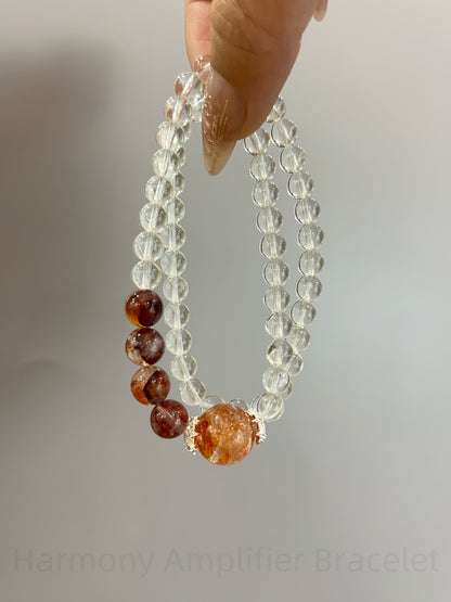 Harmony Amplifier Bracelet: White Quartz & Red Agate Combo for Spiritual Balance and Love Energy