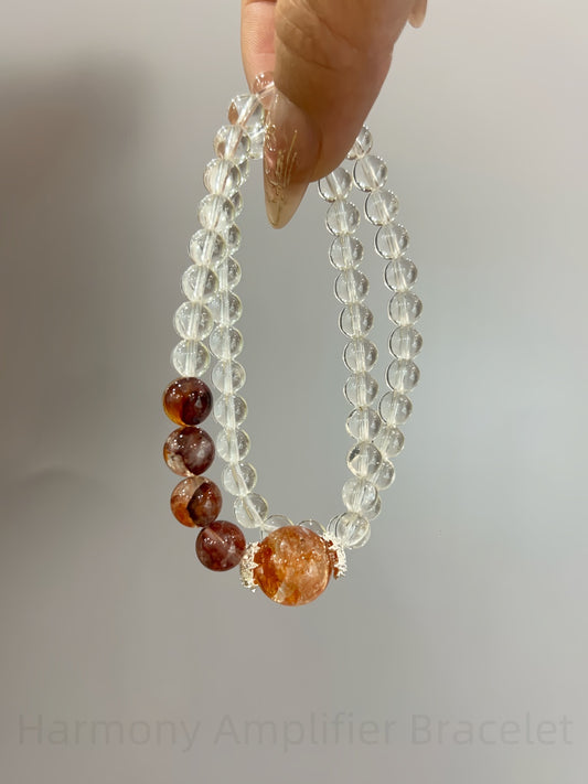 Harmony Amplifier Bracelet: White Quartz & Red Agate Combo for Spiritual Balance and Love Energy