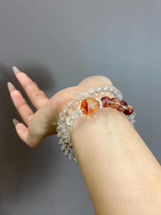 Harmony Amplifier Bracelet: White Quartz & Red Agate Combo for Spiritual Balance and Love Energy