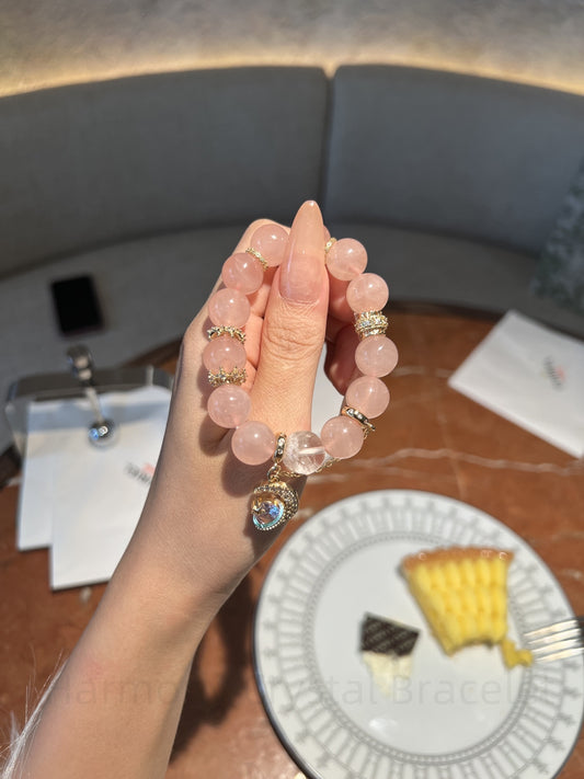 Harmony Crystal Bracelet: Rose Quartz & Snowflake Obsidian for Love, Wisdom, and Abundance