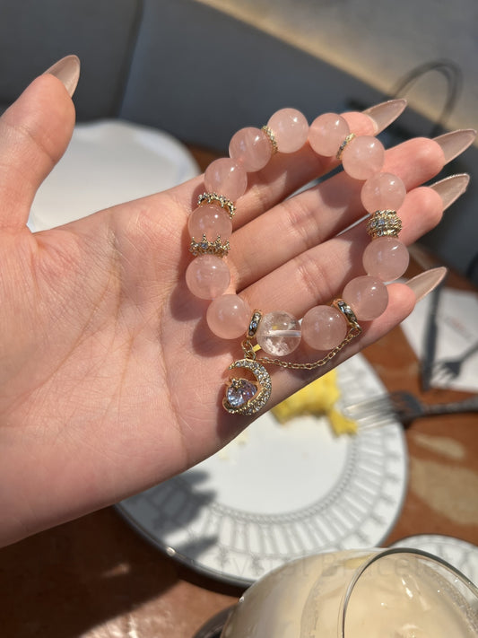 Harmony Crystal Bracelet: Rose Quartz & Snowflake Obsidian for Love, Wisdom, and Abundance