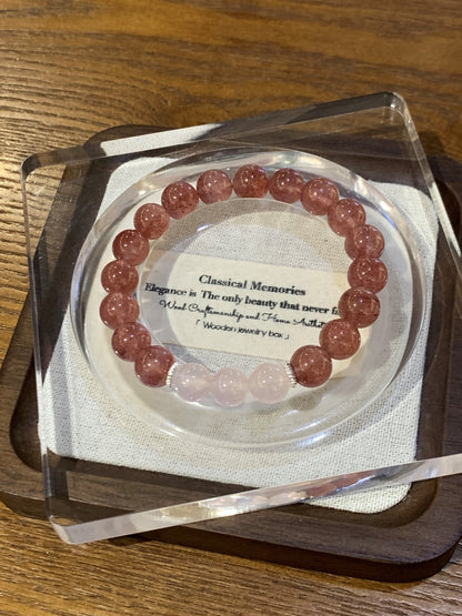 Harmony Energy Crystal Bracelet - Rose Quartz & Strawberry Quartz for Love, Wisdom & Abundance | Handcrafted Positive Energy Jewelry